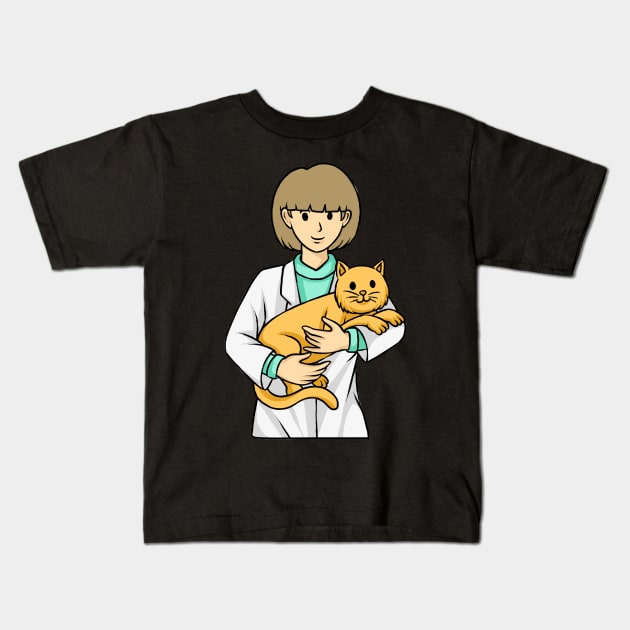 Cat With Vet Veterinarian Cats Kids T-Shirt by fromherotozero